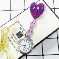 Women's pocket Watch Heart smiley face drop Universal nurse watch Hang watch Red blue quartz watch