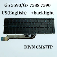 100%New Original US English For Dell G5 5590 G7 7588 7590 laptop keyboard backlight M6JTP 0M6JTP