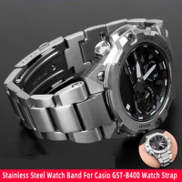 Stainless Steel Watch Band For G-SHOCK Casio GST-B400 Watchband Bracelet Replacement Metal Strap Men's Watch Accessories