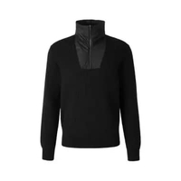 Herno Cotton ZIp Up Sweatshirt Ribbed Cuff and Hem Black 50 Black
