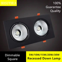 Dimmable Led Downlight Lamp 7W 10W 15W 20W 30W COB Spot Lighting 220V / 110V Recessed Ceiling Downlights Square led Panel Light