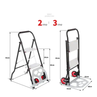 Multi Functional Folding Trolley, Folding Ladder, Household Aluminum Alloy Ladder, Hand Cart Portable Shopping Trolley Car