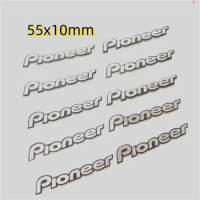 50pcs/lot Hi-Fi Speaker audio Speaker 3D Aluminum Badge Emblem stereo sticker for Pioneer 55x10mm