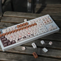 ECHOME Chocolate Coffee Theme Keycap Set PBT Dye-sublimation Cute Mellow Keyboard Cap MOA Profile KeyCap for Mechanical Keyboard