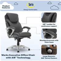 Serta Bryce Executive Office Chair, Ergonomic Computer DeskChair with Patented AIR Lumbar Technology, Comfortable Layered Body