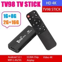 TV98 TV STICK 2G+16G Android12.1 2.4G 5G Wifi Android Smart TV BOX 4K 60Fps Set Top Box Black Plastic