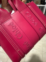 ( Pre Owned ) Chloe Magenta Leather Mini Woody Tote