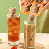 4 Grid Silicone Ice Cube Making Mold Cute Bear Ice Grid Tray Ice Cream Coffee Cold Drink Whiskey Chocolate Maker Mould Tool