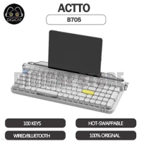 Actto B705 Bluetooth Wireless Mechanical Keyboard Typewriter PBT RGB Backlight Keyboard With Holder Hot-Swap Laotop For Win Gift