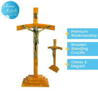 Wooden Standing Crucifix 93056 Metal Alloy Figure Jesus Cross 33cm Table Crucifix Home Decoration fo