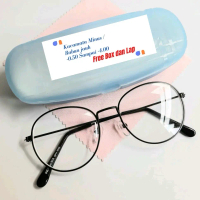 Kacamata Minus Rabun Jauh Frame Bulat, Lensa 0.50-4.00 frame Titanium Perempuan Laki-laki Plastik Ey