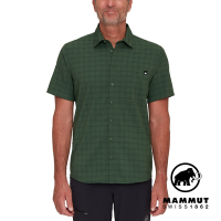 【Mammut 長毛象】Lenni Shirt Men 機能短袖格紋襯衫 男款 綠樹林/黑 #1015-01470