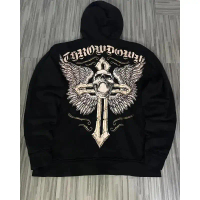 Affliction ผู้ชายเสื้อผ้า Hoodie Vintage Gothic Skull Oversize Zipper Hoodie Hip Hop ใหม่สบายๆบุคลิก