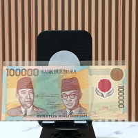 koleksi mahar 100.000 polymer sukarno hatta tahun 1999 | UNC gress | utuh tanpa hole dan lipatan