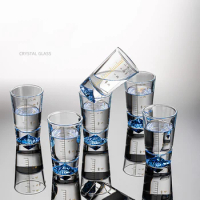 GIANXI Transparent Glass Liquor Cup Set Chinese Liquor Glass Cup With Graduated Line Spirit Glass Cup Drinking Glasses