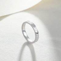 ZHOU LIU FU S925 Sterling Silver Ring Diamond-Cut Ring Jewelry Hypoallergenic Minimalist Statement R