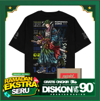(Gratis Stiker) Ngab Kaos Baju Distro Master Of Three Sword Roronoa Zoro  Unisex Hitam NB171 Pria Wa