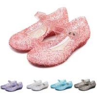 PVC girls sandals Kids Girls Wedge Princess Dance Party Cosplay Crystal Jelly Shoes Hollow Out Mesh Flats Fashion Shoes melissa