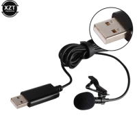 Portable 2m USB Lavalier Mini Microphone Condenser Clip-on Lapel Mic Wired Microphone For Phone for Mac Laptop PC Recording Chat