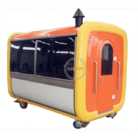 Outdoor Hand Push Food Cart Fast Food Van Trailer Street Catering Trolley Cart Mobile Kitchen For Sale With Double Windows