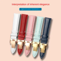For Tissot Longines Casio huawei Soft Geunine Leather watchband 12mm 14mm 15 16mm 18mm women Strap Butterfly buckle Wrist band