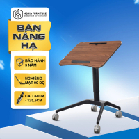 Bàn di động gấp gọn Nghia furniture Laptop 02 New, Nghiêng mặt bàn 90 dộ, bánh xe khóa, nâng hạ, mặt