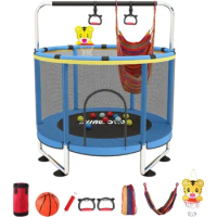 Trampoline for Kids, Adjustable Baby Toddler Trampoline with Basketball Hoop, 440lbs Indoor Outdoor Toddler Trampoline