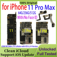 Original Motherboard for iPhone 11 Pro Max With / No Face ID Full Working Clean iCloud Unlock Main Logic Board iOS Update Plate