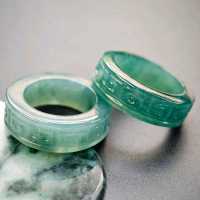 R004 แหวนหยกบลู เเกะสลักทรงฮ่องเต้ หยกกัวเตฯ - Jade Jadeite Type A