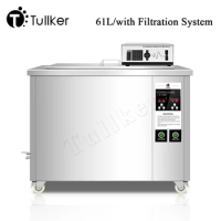 Tullker Industrial Ultrasonic Cleaner 61L With Filtration System Remove Dust Aircraft Engine Parts Mould DPF Ultrasound Cleaning
