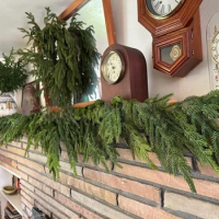 18 Inch Xmas Norfolk Pine Branches Waterproof Fake Craft Greenery Pine Picks DIY Wreath Accessories For Home Garden Decor