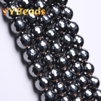 5A Quality Genuine Faceted Black Terahertz Stone Beads 128-face Loose Charm Beads For Jewelry Making Bracelet For Women 6 8 10mm
