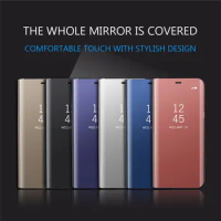 Smart Flip Phone Case For Apple iPhone 7 8 6 6S Plus 13 12 11 Pro X S Max XR mini SE2020 Mirror Window Standing Holder Cover on