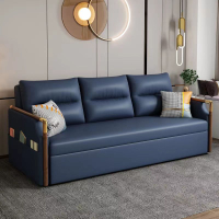 沙發床高檔奢華兩用多功能網紅輕奢客廳折疊抽拉式儲物實木伸縮床