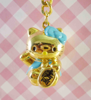 【震撼精品百貨】Hello Kitty 凱蒂貓~KITTY鎖圈-招財KITTY-金藍