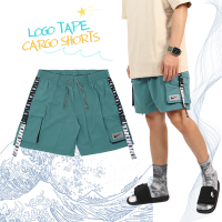Nike 海灘褲 Logo Tape Cargo 藍綠 黑 男款 褲子 7吋 快乾 緞帶 短褲 膝上 NESSD500-344