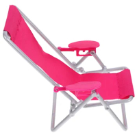 Chaise Lounge Oxford Cloth Small Simulation Adjustable Folding Beach Chair for Home Model House Miniature Accessories