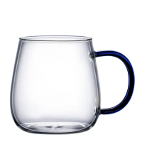 【SMILE】藍琉璃玻璃杯450ml 情侶杯 耐熱玻璃杯 辦公室水杯 咖啡杯子 4-PG450B(琉璃杯 高硼硅玻璃杯 茶杯)