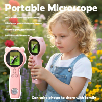 500x Magnification Kids Handheld Microscope Mini Kids Microscope 8 Led Fill Lights Eye-care Ips Micr