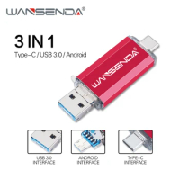 Wansenda OTG 3 in 1 USB Flash Drives USB3.0 &amp; Type-C &amp; Micro USB 512GB 256GB 128GB 64GB 32GB 16GB Pendrives Pen Drive Cle USB