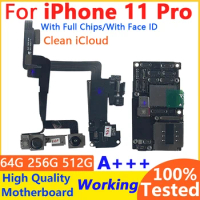 A+++ Quality unlocked For iPhone 11 Pro With Face ID Working Motherboard 64G 256G Clean iCloud Fully Mainboard Free Shipping