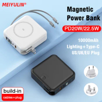 Portable 10000mAh Power Bank Wireless USB C Fast Charger External Spare Battery Magnetic Macsafe Powerbank For iPhone Xiaomi