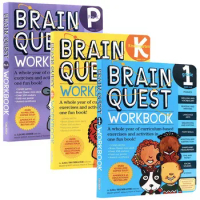 3books Brain Quest workbook English version of the intellectual development card book questions and answers card smart Child kid