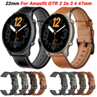 Leather Strap 22mm Watchband For Amazfit GTR 2 3 Pro 4 2e 47mm Balance Bip 5 Replacement Wristband Belt Bracelet correa