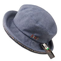 DAKS 日本製抗UV科技纖維格紋滾邊刺繡字母LOGO造型帽(丹寧藍)