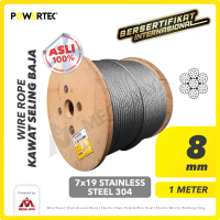 POWERTEC Wire Rope / Kawat Seling Baja 7x19 SS 304 8mm   - 1 Meter