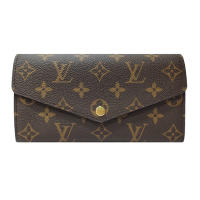 【Louis Vuitton 路易威登】M60531 經典Sarah系列Monogram帆布金釦信封式長夾(棕色)
