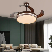 Modern Dining Room Bedroom Fan Lighting Remote Control 42inch Black White Led Ceiling Fan Lights Lamps