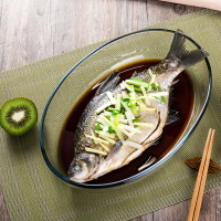 魚盤玻璃魚盤子家用新款耐熱蒸魚盤子菜盤網紅北歐歐式創意餐具