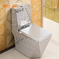 Nordic Style One Piece Closestool Silver toilet creative personality art bar water closet super swirl color wc